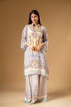 Mauve Crepe Readymade Suit With Palazzo