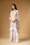 Mauve Crepe Readymade Suit With Palazzo