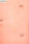 Peach Organza Unstitched Salwar Suit With Chiffon Dupatta