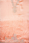 Peach Organza Unstitched Salwar Suit With Chiffon Dupatta