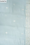 Grey Muslin Unstitched Salwar Suit With Muslin Dupatta
