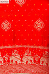 Red Dola Unstitched Salwar Suit With Dola Dupatta