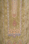 Pista Crepe Unstitched Salwar Suit With Chiffon Dupatta