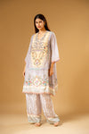 Mauve Crepe Readymade Suit With Palazzo