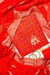 Red Dola Unstitched Salwar Suit With Dola Dupatta