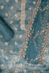 Peacock Organza Unstitched Salwar Suit With Chiffon Dupatta