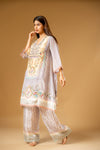 Mauve Crepe Readymade Suit With Palazzo