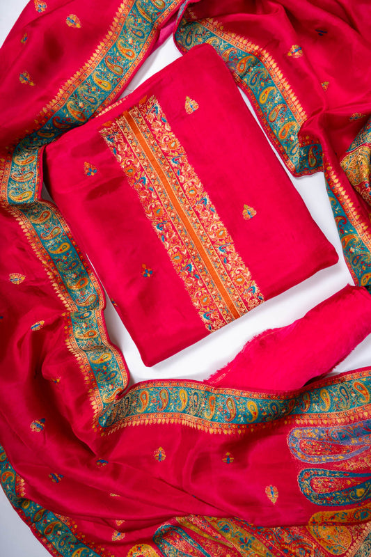Rani Dola Unstitched Salwar Suit With Dola Dupatta
