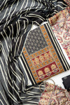 Black Cotton Unstitched Salwar Suit With Cotton Dupatta