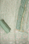 Pista Shimmer Unstitched Suit Salwar With Chinon Dupatta