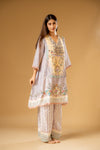 Mauve Crepe Readymade Suit With Palazzo