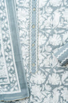 White Cotton Unstitched Salwar Suit With Cotton Dupatta