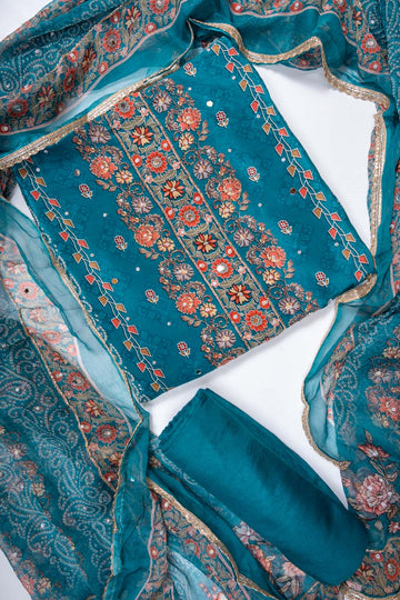 Rama Crepe Unstitched Salwar Suit With Chiffon Dupatta