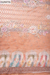 Brown Crepe Unstitched Salwar Suit With Chiffon Dupatta