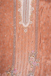 Brown Crepe Unstitched Salwar Suit With Chiffon Dupatta