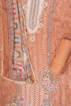 Brown Crepe Unstitched Salwar Suit With Chiffon Dupatta