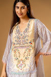 Mauve Crepe Readymade Suit With Palazzo