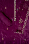 Garnet Organza Unstitched Salwar Suit With Cotton Dupatta