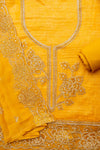 Mango Gold Organza Unstitched Salwar Suit With Chiffon Dupatta