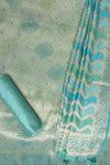 Mint Green Banarasi Silk Unstitched Salwar Suit With Silk Dupatta