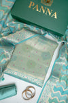 Mint Green Banarasi Silk Unstitched Salwar Suit With Silk Dupatta