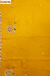Mustard Organza Unstitched Salwar Suit With Cotton Dupatta