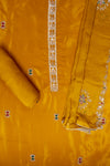 Mustard Organza Unstitched Salwar Suit With Cotton Dupatta
