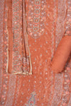 Brown Crepe Unstitched Salwar Suit With Chiffon Dupatta