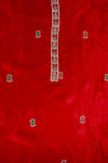Maroon Organza Unstitched Salwar Suit With Cotton Dupatta