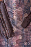Brown Chanderi Unstitched Salwar Suit With Chanderi Dupatta