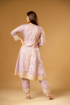 Mauve Shimmer Readymade Suit And Pant With Chinon Dupatta