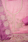 Mauve Organza Unstitched Salwar Suit With Chiffon Dupatta