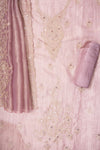 Mauve Organza Unstitched Salwar Suit With Organza Dupatta