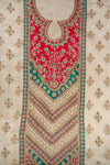 Tussar Rani Crepe Unstitched Salwar Suit With Georgette Dupatta