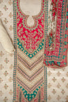 Tussar Rani Crepe Unstitched Salwar Suit With Georgette Dupatta