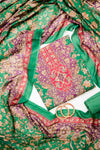 Bottle Green Crepe Unstitched Salwar Suit With Crepe Dupatta