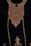 Black Crepe Unstitched Salwar Suit With Georgette Dupatta