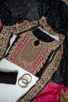 Black Crepe Unstitched Salwar Suit With Georgette Dupatta