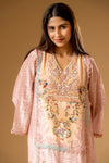 Peach Crepe Readymade Suit With Palazzo