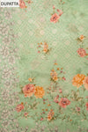 Olive Muslin Unstitched Salwar Suit With Muslin Dupatta