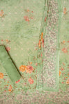 Olive Muslin Unstitched Salwar Suit With Muslin Dupatta
