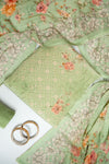 Olive Muslin Unstitched Salwar Suit With Muslin Dupatta