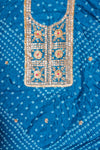 Dark firozi Dola Unstitched Salwar Suit With Dola Dupatta