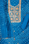 Dark firozi Dola Unstitched Salwar Suit With Dola Dupatta