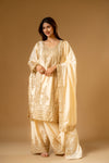 Tussar Chinon Readymade Suit And Palazzo With Chinon Dupatta