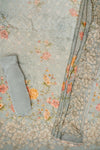 Grey Black Crepe Unstitched Suit Salwar With Georgette Dupatta