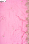 Pink Banarasi Silk Unstitched Salwar Suit With Organza Dupatta