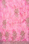 Pink Banarasi Silk Unstitched Salwar Suit With Organza Dupatta