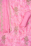 Pink Banarasi Silk Unstitched Salwar Suit With Organza Dupatta