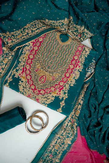 Rama Crepe Unstitched Salwar Suit With Georgette Dupatta